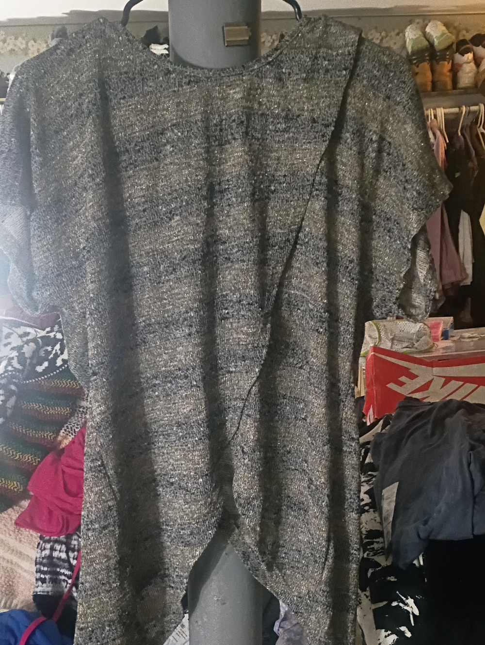 Impressions Gold-Tone Heathered Knit Cardigan